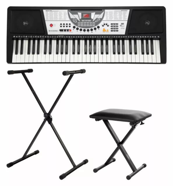 Clavier Numerique Piano Digital 61 Touches 100 Sons & Rythmes Support Banc Set