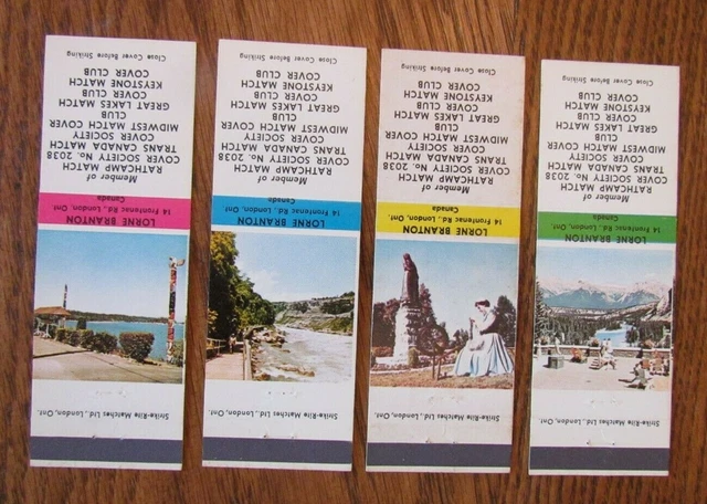 CANADIAN SCENES 1960s COMPLETE SET OF 4 MATCHBOOK COVERS (LONDON, ONTARIO) -E20
