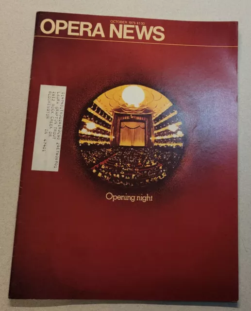 Opera News Magazine October 1975 Aura of Opening Night at the Metropolitan Opera