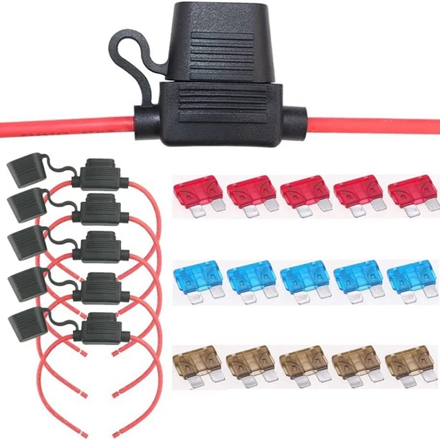 5PCS 16 Gauge AWG Fuse Holder Metal for Car Boat SUV Y9M3