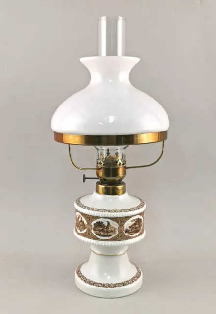9168002-d Kerosene Lamp Hunting Motif Wallendorf H47cm