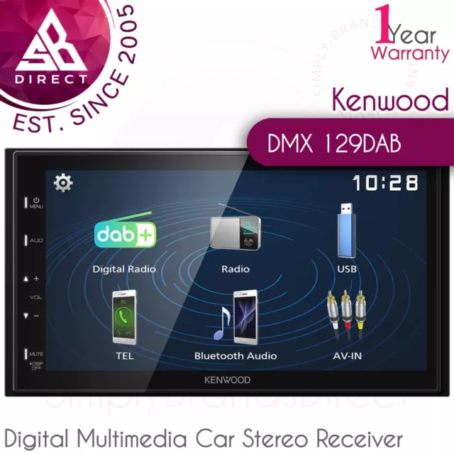 Kenwood DMX129DAB 6.8" Mechless Digital Multimedia Car Stereo Receiver│DAB+│FLAC