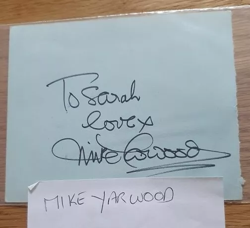 MIKE YARWOOD OBE Comedian dedicated signed autograph 5"x4" paper leaf