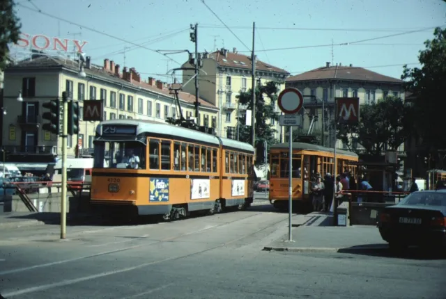 Milano Italy Tram Trolley Streetcar Kodachrome original Kodak slides