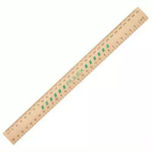 Rulex Wooden Ruler Metric 30cm 300mm Unpolished 0321740