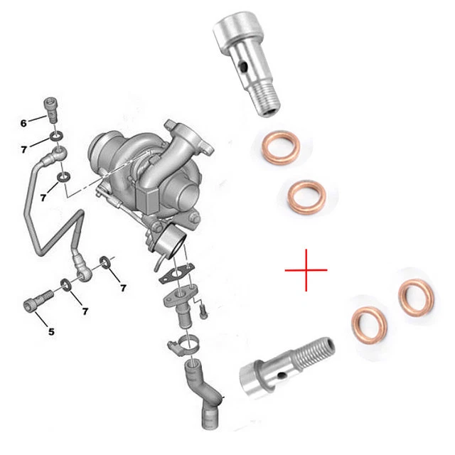 Vis Banjo Pour Tuyau D'alimentation D'huile Turbo - Compatible Moteur 1.6 D HDI TDCI MZ-CD 75/90/109/110 Ch - Réf 0376.56 / 0376.60