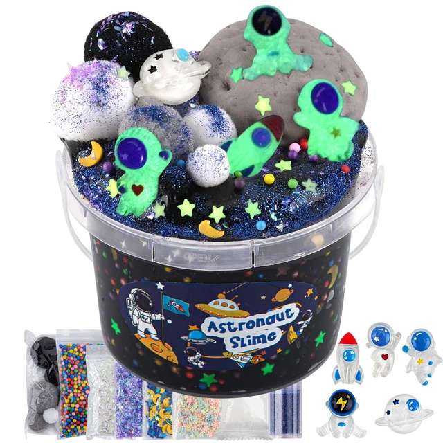 Cubo De Slime Galaxia 300 Ml – Con Purpurina Y Estrellas Que Brillan En La Oscuridad, Súper Elástico, Regalo Para Niños