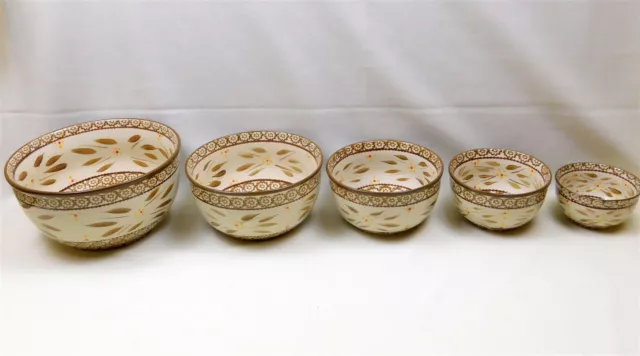 5 Temptations by Tara OLD WORLD Brown Floral Nesting Bowl Set 2