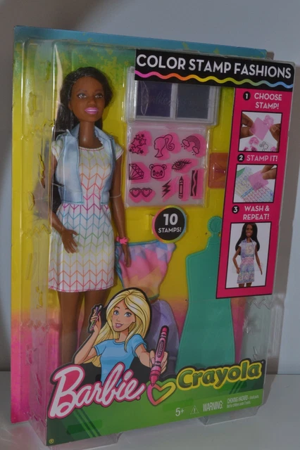 BARBIE DOLL 2017 Crayola Color Stamp Fashions Set FFP05 33.97