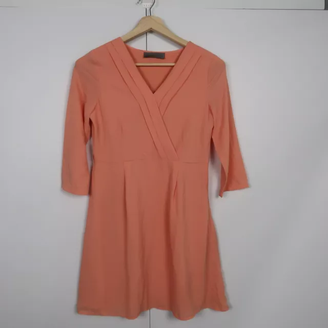 Vero Moda Womens Mini Dress Size M Orange Long Sleeve V-Neck