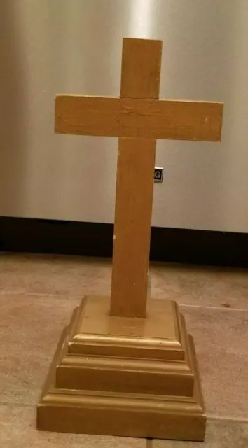 Antique Wood Folk Art cross crucifix catholic church altar monastery chapel