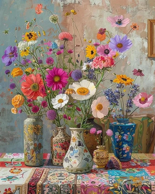 Peinture Par Numéros Bougimal – 40x50 Cm, Toile Roulée (cerf Et Fleurs), 3 Pinceaux + Peinture Acrylique écoresponsable