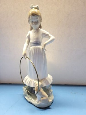 NAO by Lladro Daisa 1982 Porcelain Girl With Dog And Hoop 10