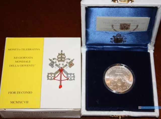 NL* VATICANO PAPA GIOVANNI PAOLO II 500 Lire Argento 1997 GIORNATA MONDIALE GIOV