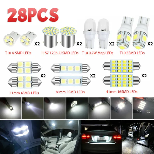 28pc Assorted LED Car Interior Inside Light Dome Trunk Map License Plate Lamp US