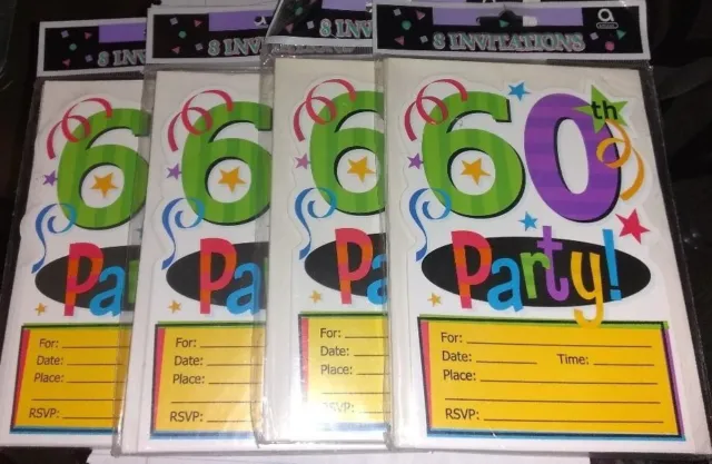 Brand New Party 60th Birthday Invitations Lot Of 4