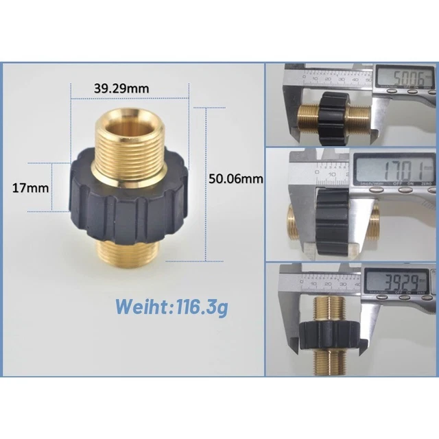 Adaptateur robuste M22 14 mm à 15 mm pour nettoyeur haute pression performances