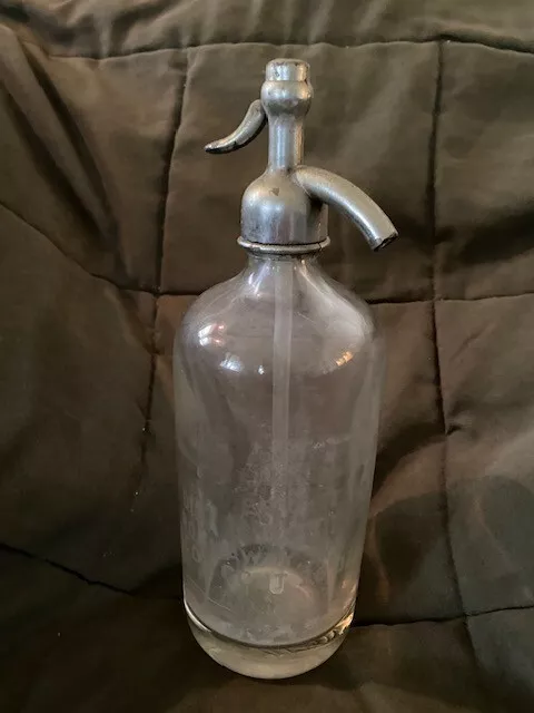 Vintage Clear 26oz. Seltzer Bottle "Lake Beverage Distributors Rockaway NJ"