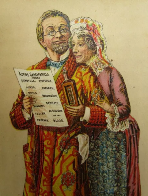 Victorian Trade Card Ayer's Sarsaparilla The Deacon and 'Liza Lowell, MA