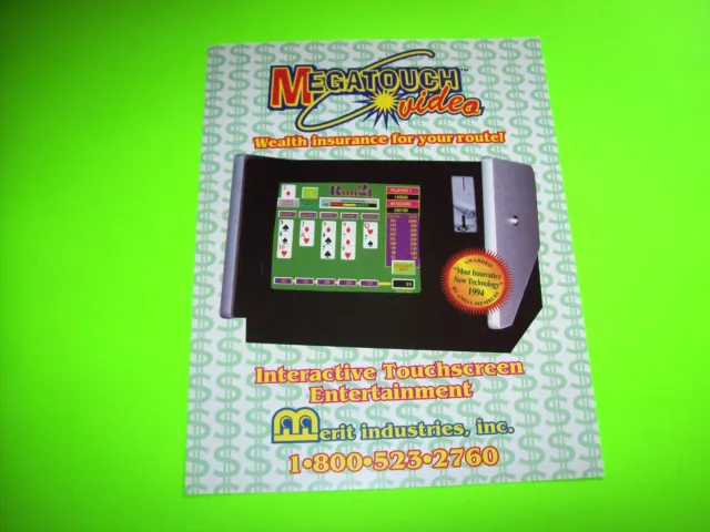 Megatouch Video Merit 1994 Original Nos Video Arcade Game Machine Sales Flyer