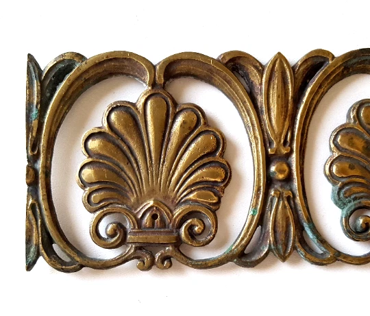 Set of bronze furniture pediment trim mounts Salvaged French hardware 17.72 in