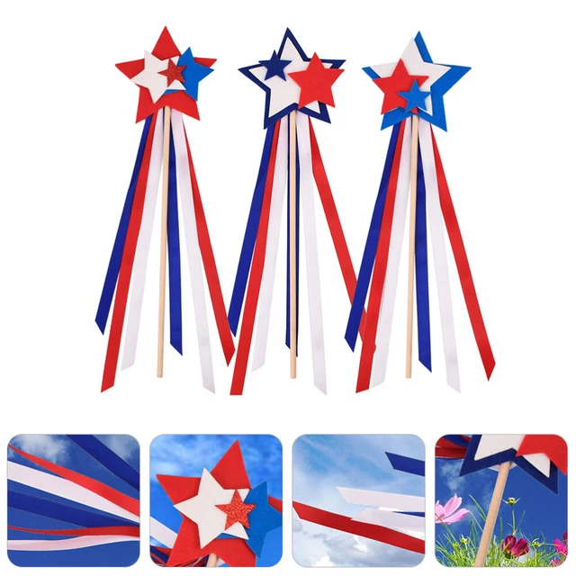 3 piezas Independence Tag Fiesta Fairy Stick Hada varita mágica fiesta utilería niños