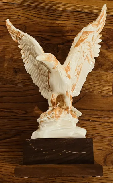 Alabama Clay Eagle on Wooden Base, Large, EUC