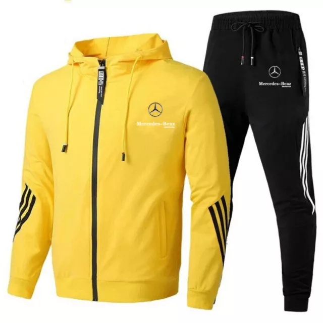 Tuta da allenamento uomo Mercedes-Benz felpa con cappuccio pantaloni tempo libero jogging sport tuta RT