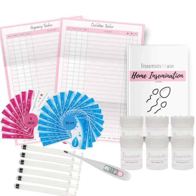 Home Self Insemination Kit 6 pack, BBT, 20 LH Test, 6 HCG test, Insemination Kit