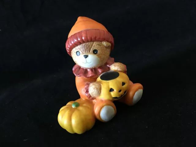 Lucy & Me Halloween Bear Jack O' Latern Pumpkin Enesco Lucy Rigg Vintage 1985