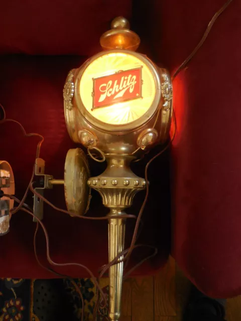 Schlitz Beer Lighted Carriage Lamp Wall Sconce Sign 2