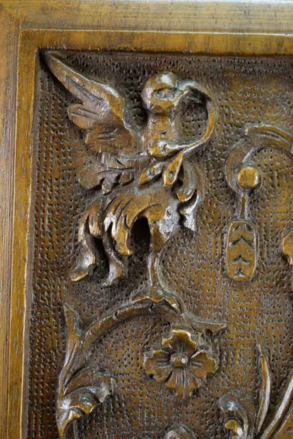 French Antique Gothic Hand Carved Wood Cupboard Door 19th 5