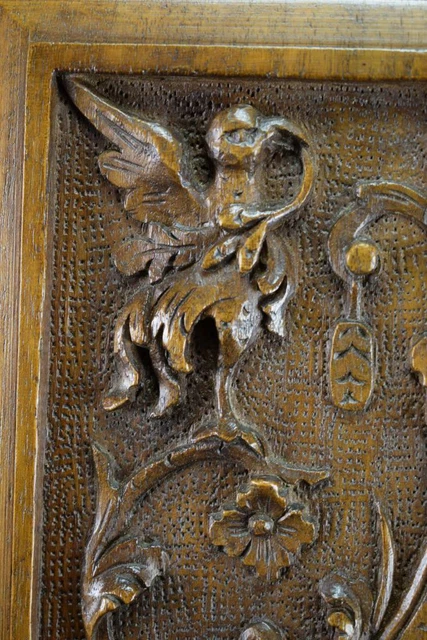 French Antique Gothic Hand Carved Wood Cupboard Door 19th 5