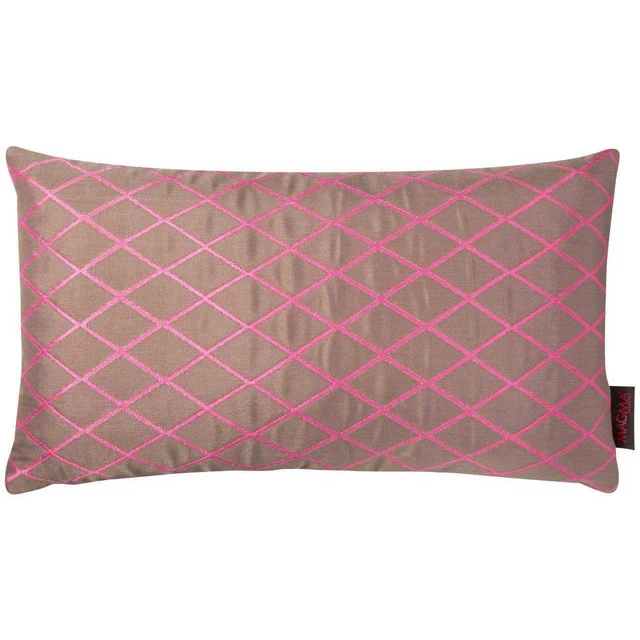 Magma Kissenhülle Kissenbezug Dekokissen Kariert Raute Demi Taupe Rosa 30x50 cm