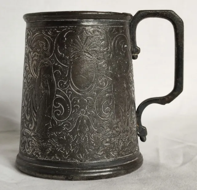 Vintage Small Shaped Silver-Plated Tankard with Angular Handle- Ratcliffe & Sons
