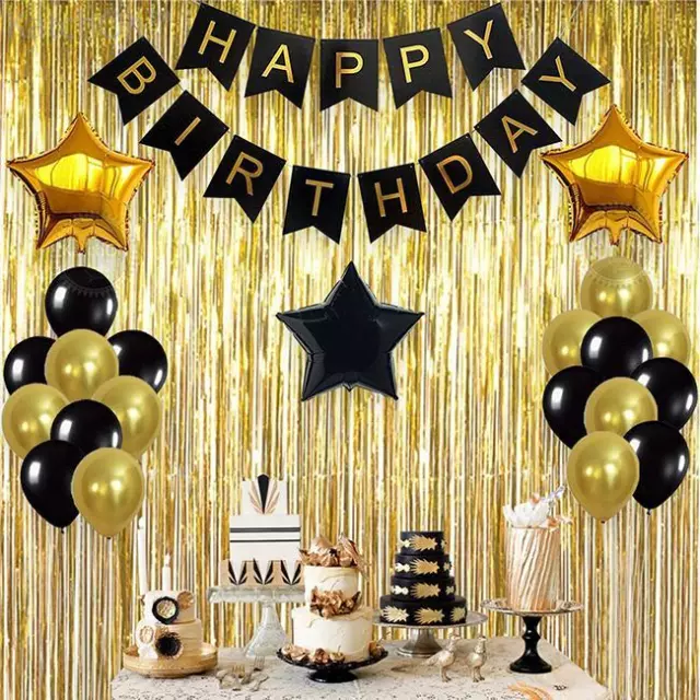 Happy Birthday Pastel Bunting Garland Gold Letter Party Hanging Banner Foiled SK