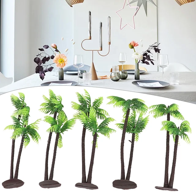 Lot De 5 Mini Palmiers En Plastique - Décoration Pour Terrarium, Jardin Miniature, Maison De Poupée - 7