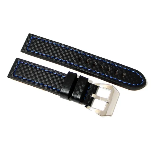 Cinturino per orologio simil fibra di carbonio nero blu vintage ansa 20mm watch