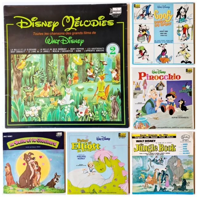 Walt Disney, Lot De 6 Vinyl LP 33t LIVRE-DISQUE, Goofy/Pinocchio/Elliott TBE