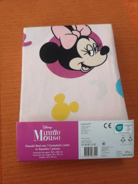 Lenzuola Minnie Flanella Disney Letto Singolo 1 Piazza Lenzuola Invernali