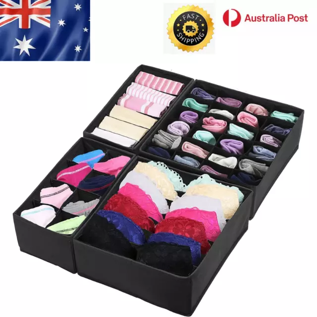 Closet Wardrobe Underwear Sock Drawer Divider Storage Grids Organizer 4 Set