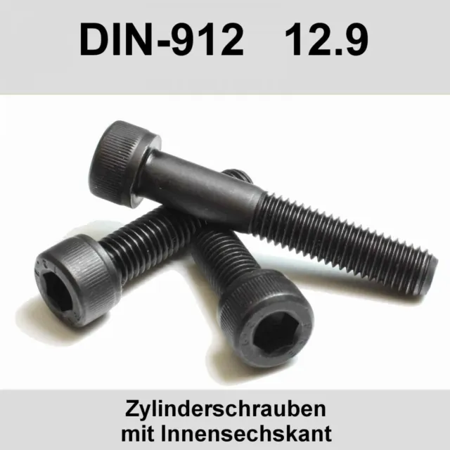 M8 DIN 912 12.9 Stahl Zylinderschrauben Innensechskant blank Zylinder Kopf M8x