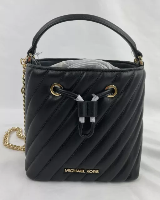 NWT Michael Kors Suri Small Quilted Crossbody Bucket Bag- Black