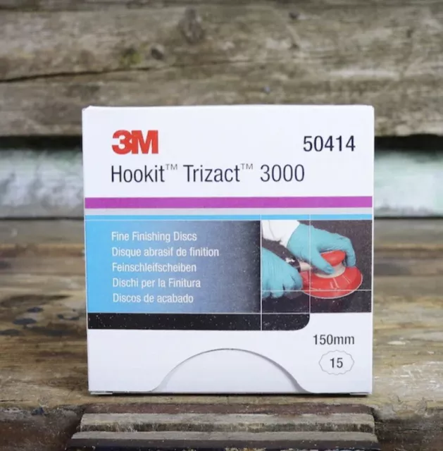 3m Hookit Trizact 3000 fine finishing discs. 150mm 15 discs in each box. 50414