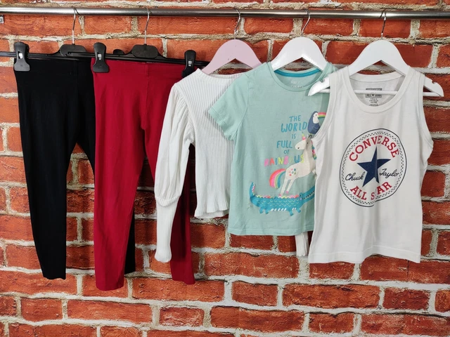 PACCHETTO RAGAZZE ETÀ 5-6 ANNI ZARA M&S ecc LEGGINGS TOP T-SHIRT GILET UNICORNO 116CM