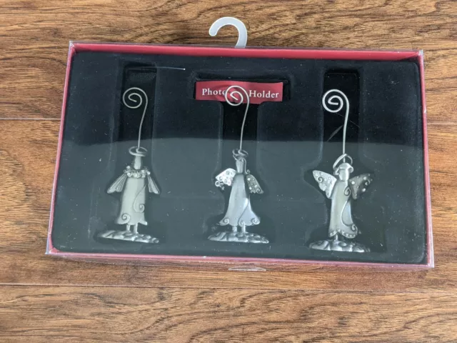 Angel Photo Holders Place Cards - Pewter 4" St. Nicholas Square Set Christmas