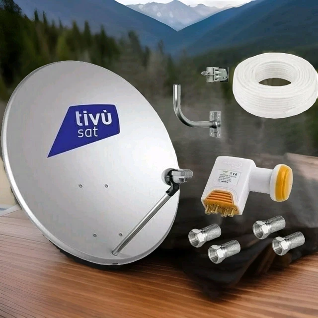 Kit Satellite Completo - Parabola 80 Cm, LNB 4 Uscite, Cavo, Finder, Staffa E Spinotti - Foto 2