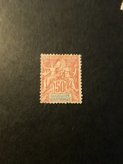 Timbre France Colonie Guadeloupe N°37 Neuf * Mlh 1892 Point Rousseur Cote 44€