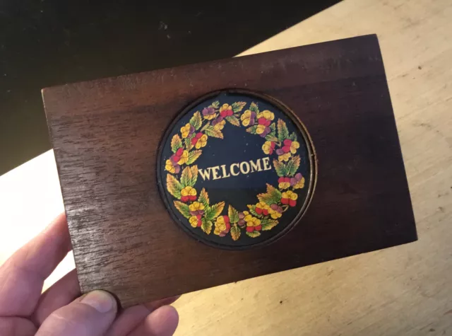 Victorian Hand Painted Magic Lantern Slide “ Welcome “