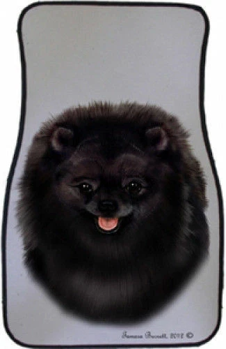 Black Pomeranian Car Floor Mats Pair (TB) 36255